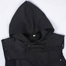 Medieval Cosplay Renaissance Punk Jacket Costume, Vintage Goth Style Long Coat, Stage Performance Wear For Halloween - Black - View 4