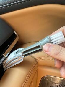 Gray Narrow Gap Brush, Dual-Ended Car Air Conditioner Vent Cleaner, Instrument Panel Cleaning Brush, Small Brush,Car Accessories