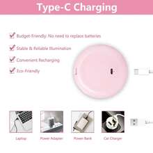 Mini espelho de maquiagem portátil com LED, recarregável via USB, para viagens, dobrável e compacto (ideal para dormitórios), com iluminação em cor sólida e brilho natural. Espelho de mesa 3 em 1 dobrável, perfeito para uso em dormitórios, viagens, maquiagem, escritório e quarto. Ideal para presentear mulheres e mães no Natal e no Halloween.