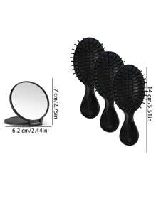 6/12 piezas Espejo de maquillaje pequeño y redondo, plegable y portátil, para uso diario y de viaje, regalo para el Día de la Madre (Negro)