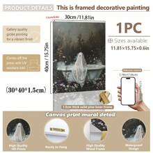 1 件浴缸里的鬼魂，万圣节装饰，鬼魂浴室印刷品，艺术海报印刷品，黑暗学院，复古海报，哥特式绘画，恐怖万圣节墙壁艺术，适用于宿舍、浴室、客厅、房间墙壁装饰，裱框艺术，易于悬挂