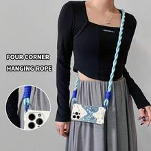 Funda para teléfono Funda de teléfono TPU anticaída de cuatro esquinas suave con pajarita cuerda colgante adecuada 12 13 14 15 16 Pro - Blanco - Ver 2