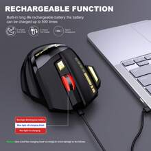1pc New USB Wireless Mouse With Colorful Light, 2.4G Optical Mouse, Rechargeable Plug And Play, Suitable For Home And Office Use