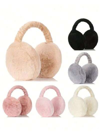 1PC Unisex Solid Color Earmuffs - Soft Plush Ear Warmer, Foldable Ear Muffs, Comfortable Coldproof Earmuffs For Winter Outdoor Winter Accessories