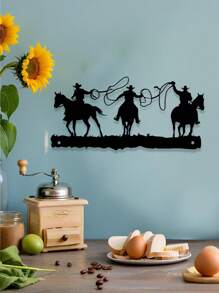 Western Cowboy Metal Wall Art - Modern Minimalist Decor, Rust-Proof & Durable, Perfect For Bedroom, Living Room, Bathroom, Kitchen - Black, Western Home Decor
