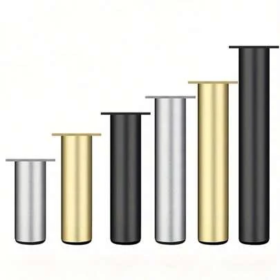 4 st möbelben i aluminiumlegering - runda justerbara soffben, skåpben, möbelfötter för skåp, skrivbord, bord, stol, bäddsoffa, silver