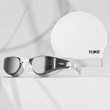 1 Set Occhialini da nuoto antifog ad alta definizione con design placcato, cuffia da nuoto in silicone, design a visione extra ampia, accessori da spiaggia, accessori per piscina