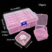 1 pieza Caja de exhibición de joyería de plástico transparente, organizador de sobremesa a prueba de polvo para joyería DIY, cuentas, colgantes, cristales, gemas