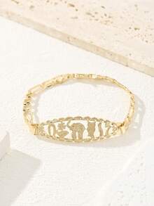 1 chiếc đồng hồ đeo tay hình cỏ bốn lá hình cú voi 17 phong cách cổ điển, vòng tay huy chương, thích hợp làm quà tặng cho bạn bè và bạn gái, trang phục hàng ngày và lễ hội dành cho phụ nữ - Vàng - Xem 3