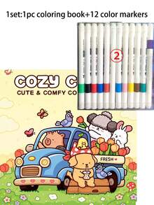 Libro para colorear de 48 páginas "Coco", con diseños lindos adecuados para adultos y niños, patrones audaces y simples, ilustraciones grandes y claras, ideal para relajarse. Se puede usar como regalo de Navidad, Halloween, cumpleaños, Día del Niño, útiles escolares, útiles de regreso a clases o útiles escolares. - Multicolor - Ver 15