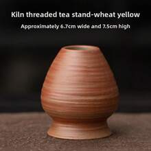 1pc Japanese Kiln-Fired Spiral Matcha Whisk Holder, Handmade Coarse Pottery Vintage Antique Ceramic Tea Accessories, Songhua Dynasty Chanoyu Tea Tools - Multicolor - View 7