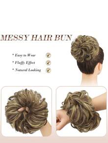 1件装女士优雅卷发发髻发圈合成发绳发饰休闲发饰，马尾辫发圈，发绳，发圈马尾辫发带，发圈头饰 - 彩色 - 查看 2