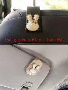 卡通兔子汽车太阳镜夹，创意汽车遮阳板眼镜架，女士卡片夹