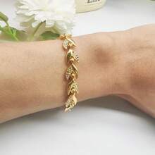 سوار أنيق معلق به ورقة من طبقة الذهب ال- 18 قيراط، مرصع بالراين ستون، مناسب للزفاف والسفر والنزهات والحفلات وأوقات الصيف، مجوهرات غربية وإكسسوارات شاطئية وأحداث رسمية