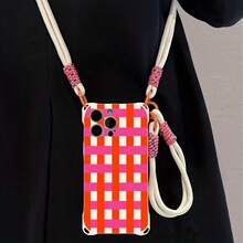 Funda para teléfono 1 pieza Una elegante correa para el hombro tipo bandolera, patrón Correa para el hombro tipo bandolera Correa de mano anticaída de cuatro esquinas Funda protectora para teléfono móvil Puede colgarse hacia atrás Funda para teléfono móvil suave adecuada para la serie 12 13 14 15 16 Pro Pro Plus - - Colores mixtos 1 - Ver 1