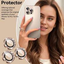 BOLLYMORE 适用于 17 Pro Max / 17 Pro / 17 Air / 17 / 16 Pro Max / 16 Pro / 15 Pro Max / 15 Pro / 14 Pro / 13 Pro / 12 Pro / 11 Pro Max 的 3 片金色金属环摄像头镜头保护膜:9H 硬度钢化玻璃 - 兼容手机壳,防指纹涂层,奢华美观,提升夜间拍摄效果(无气泡,兼容闪光灯,高清晰度) - 金色 - 查看 5