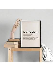 1pc Framed Wall Art "It Is What It Is" Funny Quote Canvas Wall Art 50*70cm | Minimalist Wall Decor & Home Decor Living Room | Living Room Decor & Room Decor | Wall Art For Living Room, Wall Art Decor, Wall Art Prints, Wall Art Bedroom | Posters - A - View 5