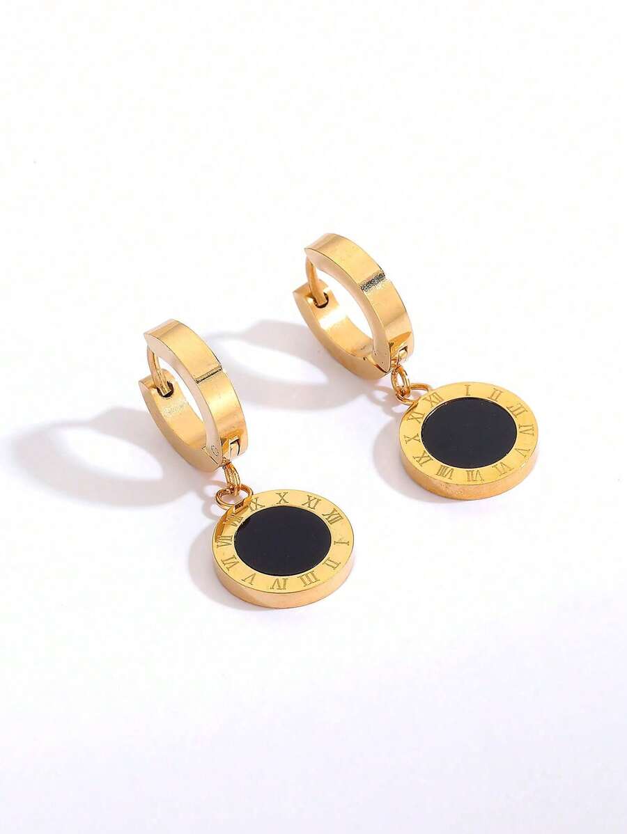 Roman Numeral Hoop Earrings, Suitable For Daily Wear