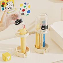Support de brosse à dents électrique style dopamine - Porte-brosse à dents et porte-gobelets de rangement pour plan de travail de salle de bain avec couvercle, design moderne gain de place (double utilisation mural et de bureau, étanche et facile à nettoyer)
