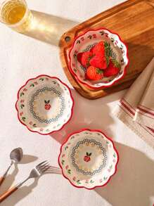 1pc Ceramic Bowl, Decorative Bowl, Fruit Bowl, Suitable For Home Kitchen, Restaurant, Living Room, Fruit, Snack, Candy, Salad, Cake Serving, Applicable For Wedding, Party, Gift, Birthday