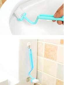 1pc V-Shaped Toilet Brush: V-Shaped Toilet Brush, Small Toilet Brush, No-Blind-Spot Cleaning Brush, Household Bathroom Toilet Cleaning Tool, Can Be Rotated To Fit Curved Toilet And Hung On The Wall For Home Cleaning, Bathroom Decor, Bathroom Accessories, Cleaning Supplies, Bathroom Essential, Apartment Must-Have - Multicolor - View 9