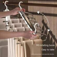 1/2pcs Black/White Multi-Layer Collapsible Pant Hangers, Magic Design Space-Saving, Sturdy Crease-Free Clip Pants Organizer, Suitable For Wardrobe, Practical & Aesthetic Storage Solution