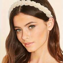 1pc Premium Handmade Pearl & Fishing Line Hair Hoop, Suitable For Weddings And Parties, Made Of ABS Plastic, Hair Band, Headbands