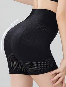 女士提臀提臀塑身裤，带可拆卸臀部垫，蕾丝边修身塑身内裤 - 黑色 - 查看 4