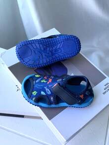 2-14岁中性儿童夏季海洋动物多巴胺色彩系列海军蓝运动凉鞋，女童户外跑步散步防滑耐用舒适软底运动凉鞋，男童夏季透气面料旅游度假沙滩凉鞋 - 藏蓝色 - 查看 2