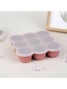 1PC Silicone Ice Cube Tray With Lid, Press Mold, Baby Food Container, 9-Grid Ice Mold - Multicolor - View 4