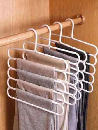 1pc Household Multi-Layer Pants Rack, Five Layer Anti Slip Storage Pants Rack, Multifunctional Seamless Clothes Hanger, Scarf, Tie, Drying Rack, Room Decoration, Home Decoration, Bedroom Decoration, Storage, Creative, Multi-Functional Bold Five Layer Pants Rack, Drying Rack, Anti Slip Drop Pants Storage Rack