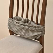 Solid Jacquard Stretch Dining Chair Covers With Elastic Straps | Universal Fit Decorative Seat Protector | Chair Covers Forros Para Sillas Cojines Para Sillas - 卡其色-彈性提花款 - 查看 5