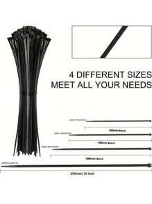 25/50/100/200/300 Stück Schwerlast Nylon Kabelbinder (3MM/150MM - Standard 2MM Breite), UV-beständig, kälte- und hitzebeständig, Mehrzweck Plastik Kabelbinder für Autoreparatur, Büro und Outdoor-Einsatz, inklusive Aufbewahrungsregale, Autoteile, Multifunktionales Design, strapazierfähiger Nylon-Gurt, schwarze industrielle selbstverriegelnde hochfeste Nylon-Kabelbinder, für Schulmaterial, Schulanfang