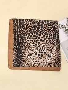 1 件春季女士 70 厘米头巾，仿丝印花小方巾头带，百搭颈部围脖薄围巾，适合日常使用 - 棕色 - 查看 3