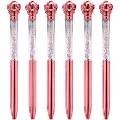 4pcs Crystal Rhinestone Rotating Ball Pen, 1.0mm Smooth Writing Tip, Suitable For Office Use