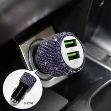 Bling Bling 水钻水晶多端口车载充电器快速充电 PD QC3.0 USB C 车载手机充电器 Type C 适配器 3 合 1 快速充电线兼容 Andriod 手机、行车记录仪、iPad、GPS、节日/生日礼物