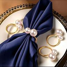 1-100 件优质酒店和餐厅餐桌装饰珍珠餐巾环，适用于婚礼、节日餐桌布置
