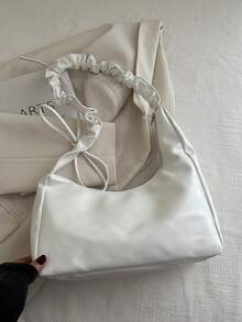 1 件女士优雅褶皱不对称单肩包，适合日常使用和作为礼物