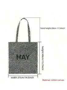 Sac à main en canevas de style Ins de Corée du Sud, sac de paille d'été léger et ample avec impression de papeterie, 100% sacoche, pour photos, courses, extérieur et autres utilisations