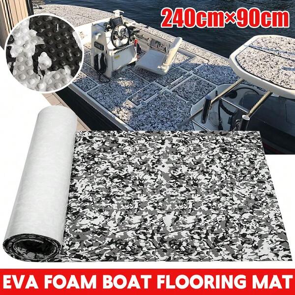 Self-Adhesive EVA Foam Boat Flooring Black And White Camouflage Boats Yacht Marine RV Deck Non-Slip 90x240cm