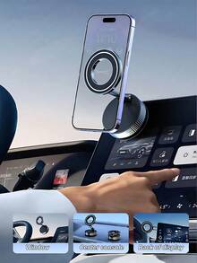 360° 三轴可折叠 MagSafe 车载手机支架 - 用于导航的真空磁性底座，兼容 和所有 MagSafe 设备，锌合金结构，多角度调节，无需充电，紧凑折叠设计，持久耐用的铰链机构，不损坏汽车内饰 - 彩色 - 查看 3