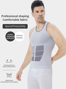 Men's Slimming Compression Tank Top Body Shaper Vest - Tummy Control Abs Muscle Design Undershirt For Workout & Everyday Wear