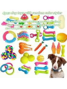 16-Piece Pack Of Sturdy, Bite-Resistant And Teething Dog Chew Toys - Spring/Summer Outdoor Vent Interactive Training Teething Toys In A Variety Of Shapes And Textures, Plastic Materials, Colors And Styles Cool It Is Suitable For Medium And Small-Sized Dogs. Large Dogs Have A High Bite Force And Are Prone To Damage - Multicolor - View 9