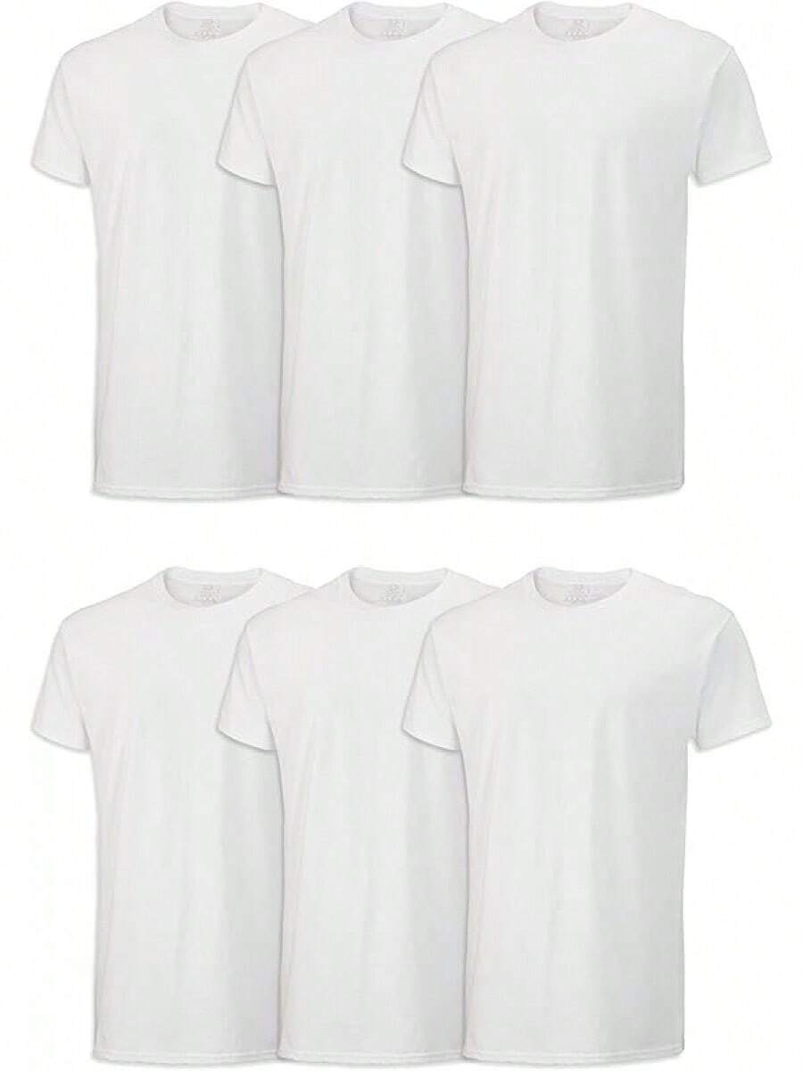 Men's Crew Tee Undershirts, Wicking,, Big & Tall Available - 白色 - 6 件裝 - 查看 1