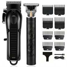 1/2pcs Men's Hair Clippers And Beard Trimmers Set, USB Rechargeable, Black, With Limit Comb Men's Beauty Kit, For Home Use, Father's Day Gift, Give Holiday Gifts