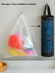 1pc Durable Plastic Bag Organizer Grocery & Trash Bag Holder, Space Saving Mesh Dispenser For Kitchen, Modern Easy Access Design Keeps Bags Neat & Breathable, Multipurpose Wall Mounted Home And Kitchen Storage Solution (Style Random)