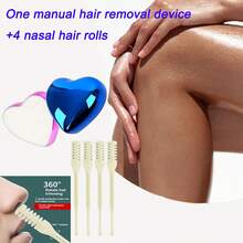 1 pieza Removedor de pelo manual para mujer, adecuado para piernas y brazos, 1 removedora de cabello + 4 Sets de enrolladores de vello nasal