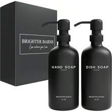 Exquisite KitchenwareLuxury Glass Hand And Dish Soap Dispenser Set By Brighter Barns - Kitchen Soap Dispenser Set & Stainless Steel Pump - Glass Bottle Sink - White And Gold Kitchen Accessories Airbnb, (Gold) - Black - View 4