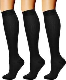 CHARMKING Compression Socks For Women & Men Circulation (3 Pairs) 15-20 MmHg Is Best Support For Athletic Running Cycling - 21條粉紅/灰/青色 - 查看 1