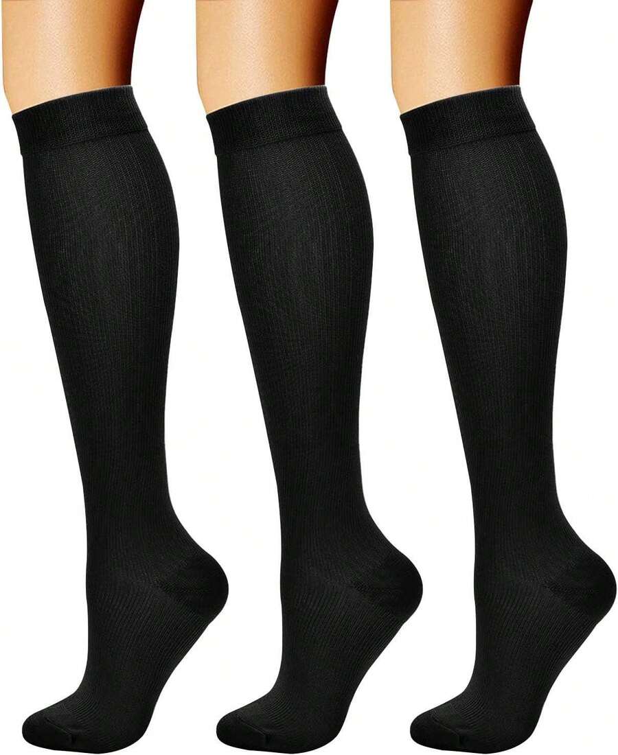 CHARMKING Compression Socks For Women & Men Circulation (3 Pairs) 15-20 MmHg Is Best Support For Athletic Running Cycling - 21條粉紅/灰/青色 - 查看 1